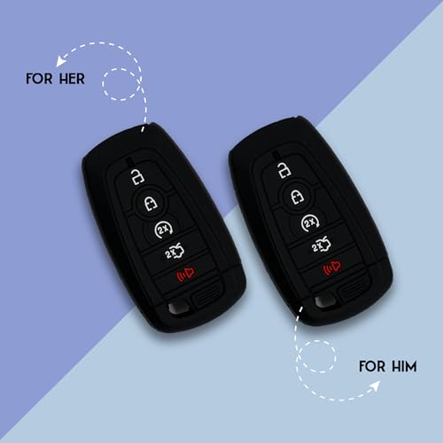 Autobase Silicone Key Fob Cover Compatible with 2025 2024 Ford Explorer Mustang Expedition Bronco F-150 Raptor Fusion F250 F350 F450 F550 Edge | Car Accessory | Key Protection Case 2 Pcs (Black) - Image 4