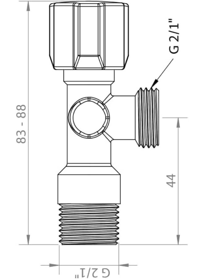 Half-Inch Angle Valve, 3-way, Shiny Chrome, G 1/2" - Image 2