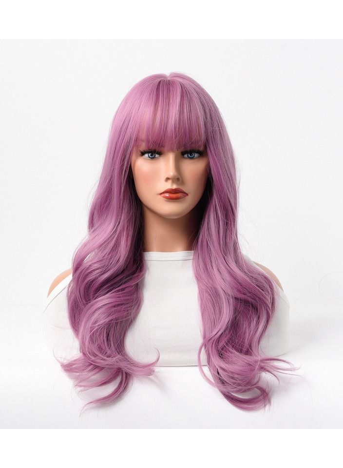 إستيل شعر مستعار نسائي طويل مجعد شعر مموج كبير متوسط ​​طويل غطاء رأس كامل بنفسجي لامع - Image 1
