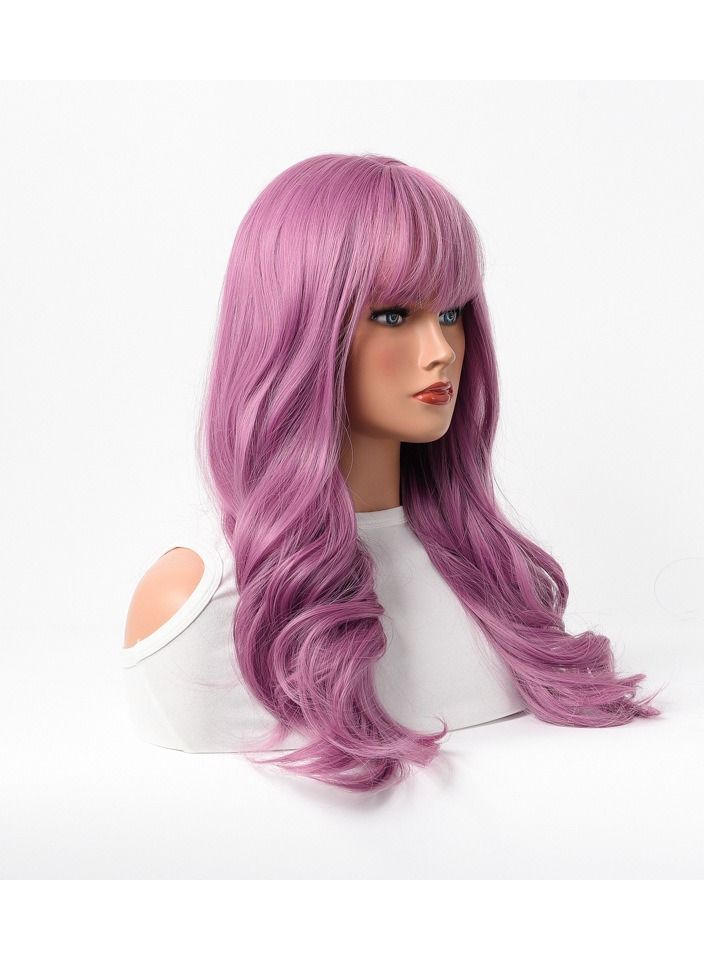 إستيل شعر مستعار نسائي طويل مجعد شعر مموج كبير متوسط ​​طويل غطاء رأس كامل بنفسجي لامع - Image 2