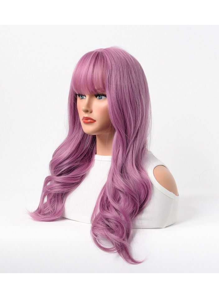 إستيل شعر مستعار نسائي طويل مجعد شعر مموج كبير متوسط ​​طويل غطاء رأس كامل بنفسجي لامع - Image 3