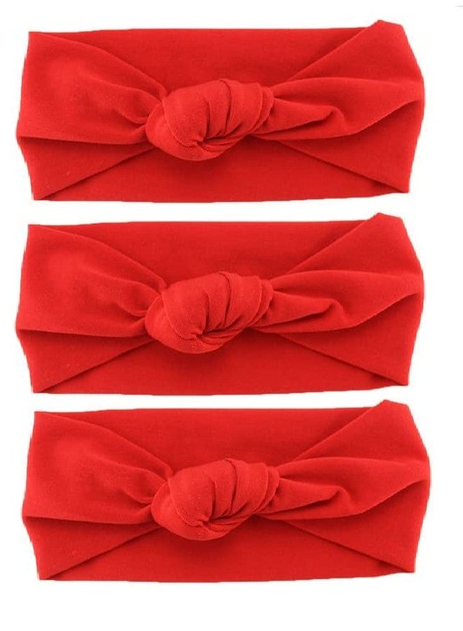 Ghelonadi Baby Girls Headbands Hair Elastics Bands for Baby Girls Newborn Infant Toddlers Kids Set of 3 (Red) - Image 1