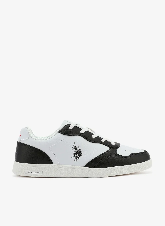 Men's White and Black Sneakers, Stylish Contrast Design Shoes for Sporty Everyday Looks