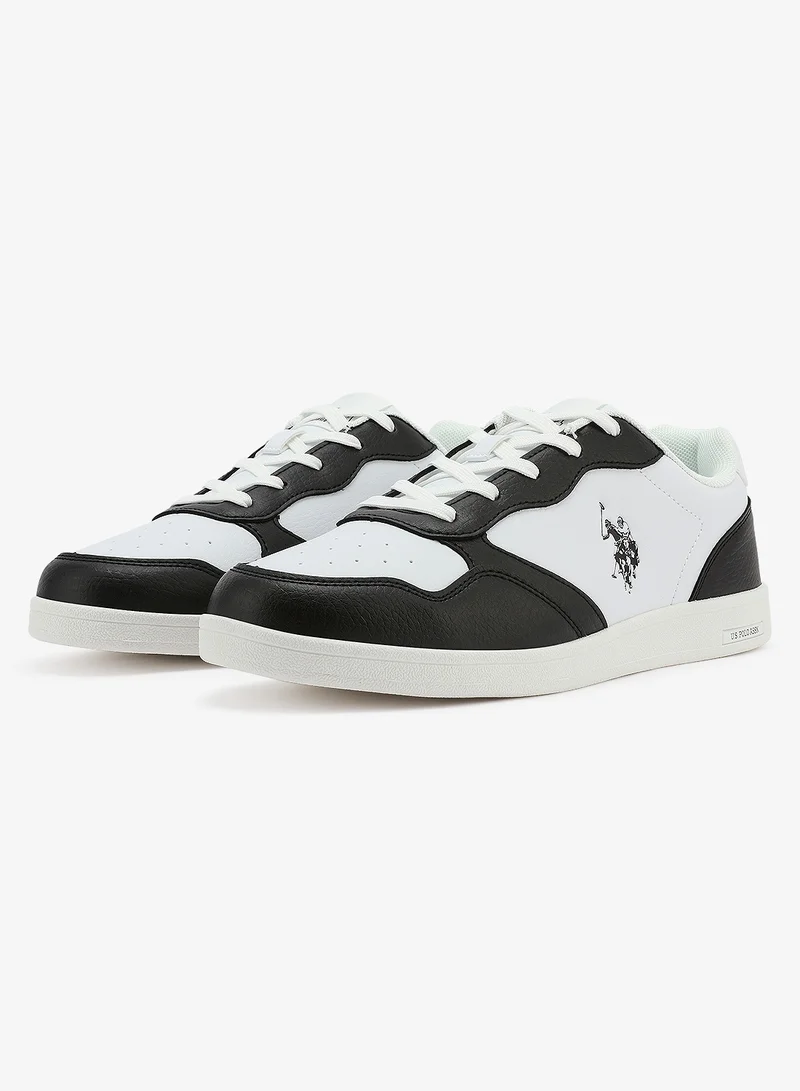 U.S. Polo Assn. white Men's White and Black Sneakers, Stylish Contrast Design Shoes for Sporty Everyday Looks for Men | Best Price UAE