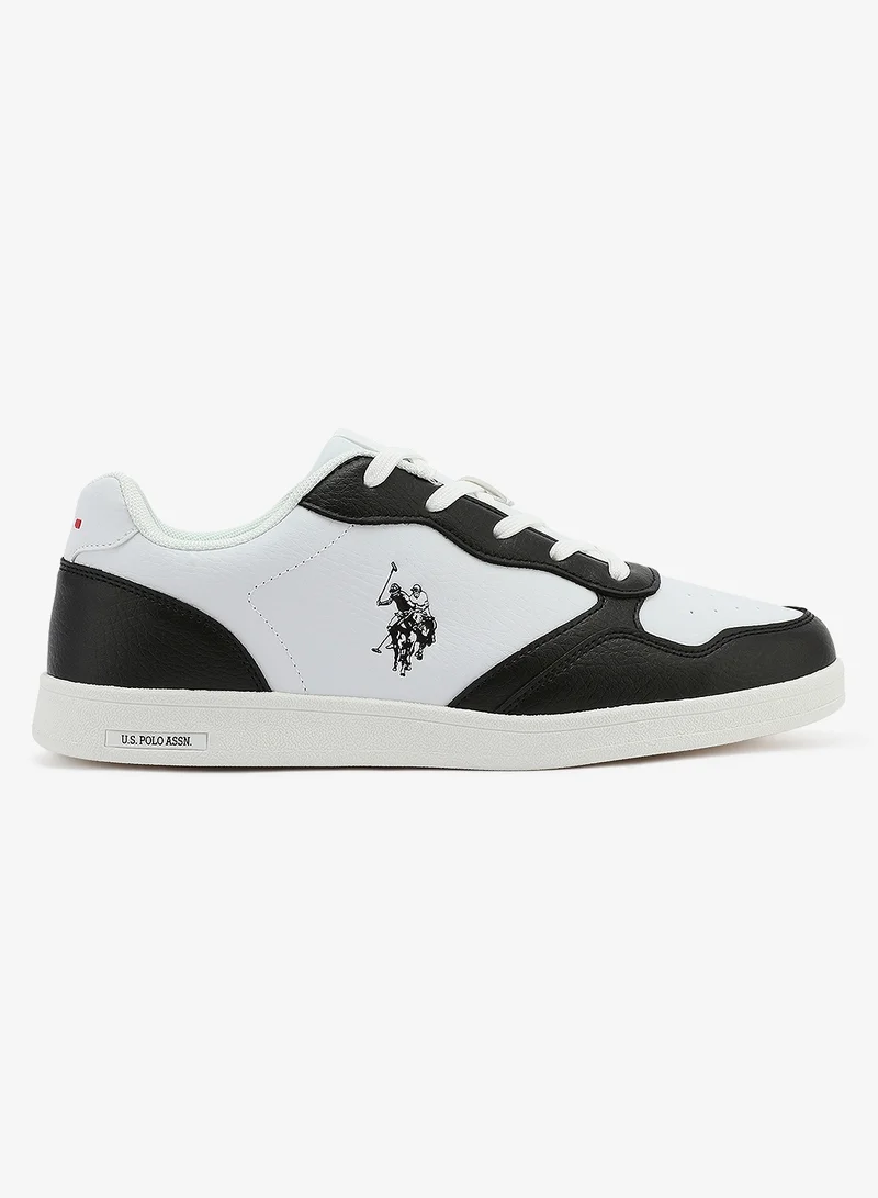 U.S. Polo Assn. white Men's White and Black Sneakers, Stylish Contrast Design Shoes for Sporty Everyday Looks for Men | Best Price UAE
