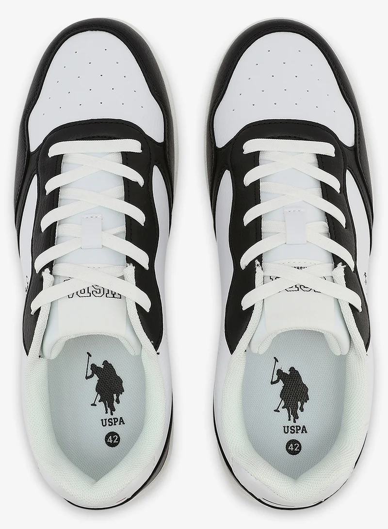U.S. Polo Assn. white Men's White and Black Sneakers, Stylish Contrast Design Shoes for Sporty Everyday Looks for Men | Best Price UAE