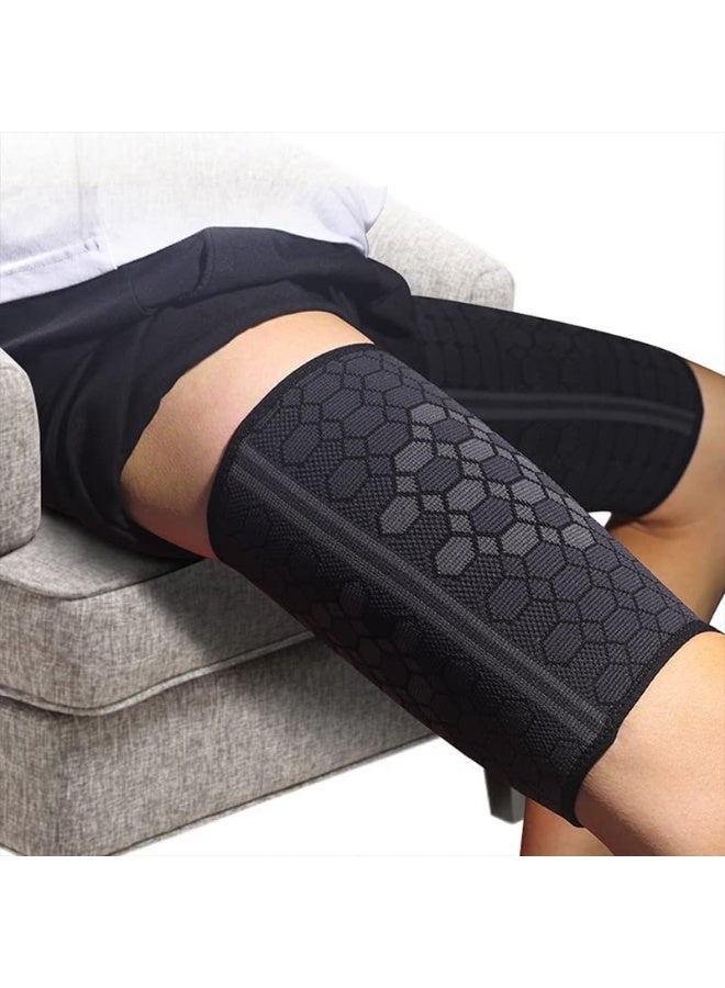 FDTY أكمام ضغط الفخذ (زوج واحد)، أكمام ضغط لتخفيف الألم في الفخذين والعضلات الفخذية والتعافي منها، دعامة الفخذ أكمام علوية مانعة للانزلاق للرجال والنساء، رائعة للجري - Image 5