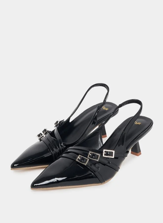 Styli Buckle Strap Detail Slingback Pumps