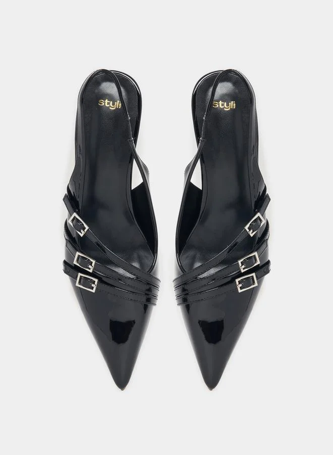 Styli Buckle Strap Detail Slingback Pumps