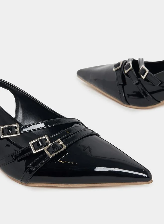 Styli Buckle Strap Detail Slingback Pumps