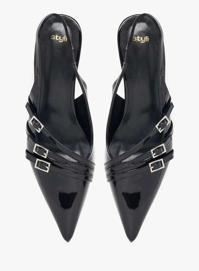 Styli Buckle Strap Detail Slingback Pumps