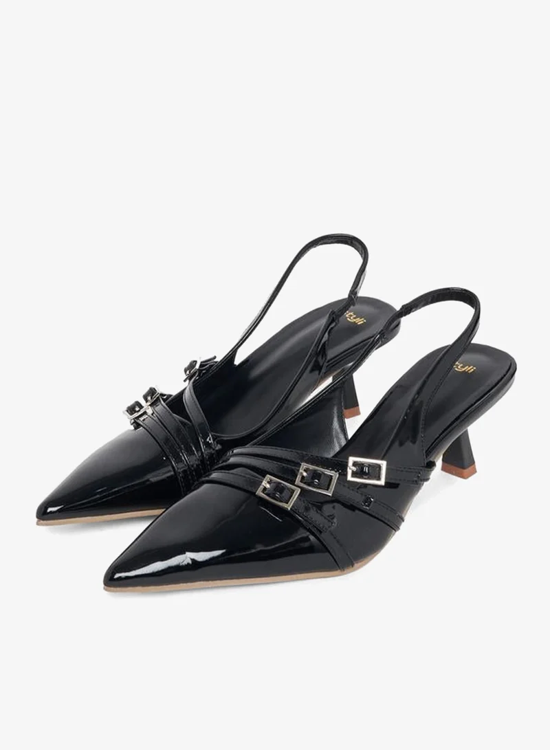 Styli Buckle Strap Detail Slingback Pumps