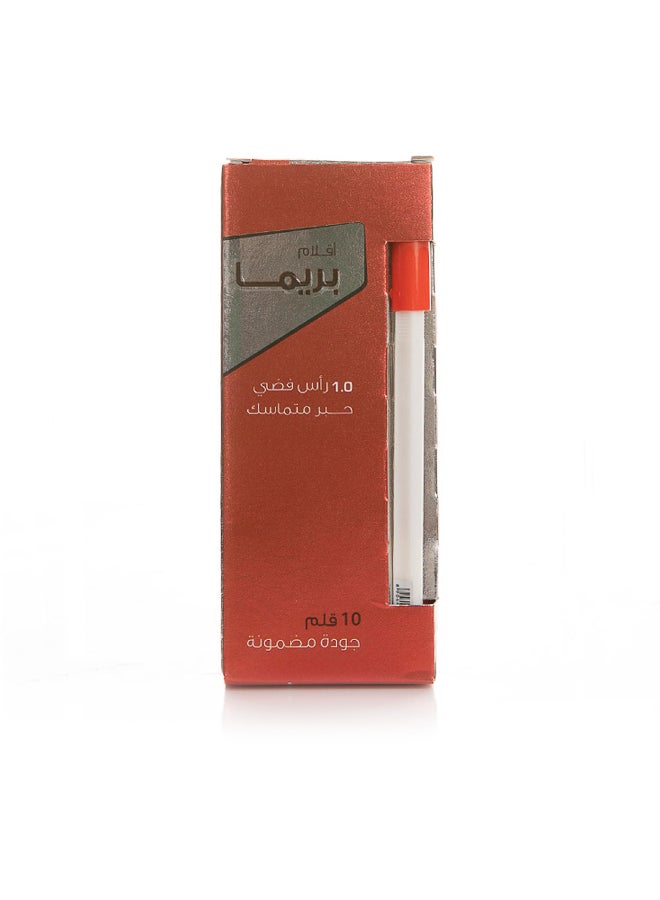 PRIMA Red Dry Pen 1.0mm, Box of 10 - Smooth Writing, Long-Lasting Ink, Ideal for Office & School Use - Image 1