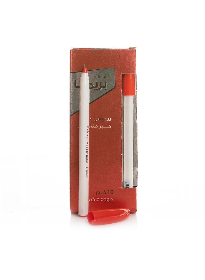 PRIMA 10 Pcs Red Dry Pen 1.0mm - Smooth Writing, Long-Lasting Ink, Ideal for Office & School Use - Image 1