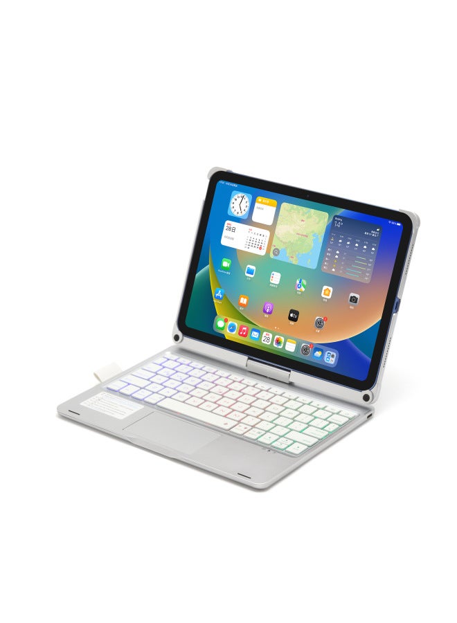 لجهاز IPad 10 Generation 10.9 كمبيوتر لوحي يدور 360 درجة مع لوحة مفاتيح بلوتوث تعمل باللمس Piad 11 بإضاءة خلفية - اللون: رمادي فضائي (لوحة مفاتيح بلوتوث بإضاءة خلفية تعمل باللمس تدور 360 درجة) - نوع - Image 1