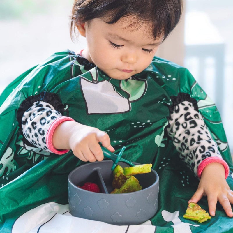 grabease Allover Waterproof Bib for Self-Feeding Infants and Toddlers, Machine Washable, Ages 6-24 Months, Forest Green - Baby Bibs - Image 1