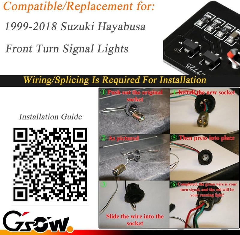 GSOWO أضواء إشارة الانعطاف الأمامية LED من GSOWO لسوزوكي هايابوسا - Image 5