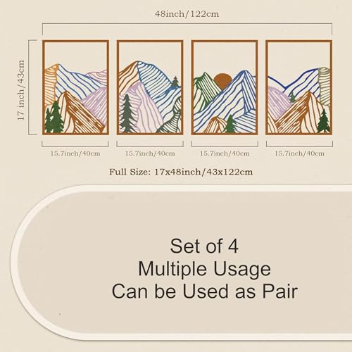 MustHome Wall Plates, 4 Pcs Colorful Abstract Mountain Wall Art, Nature wall decor items for living room, Wood Hanging Decorations for Living Room, Bedroom, Office - Image 5