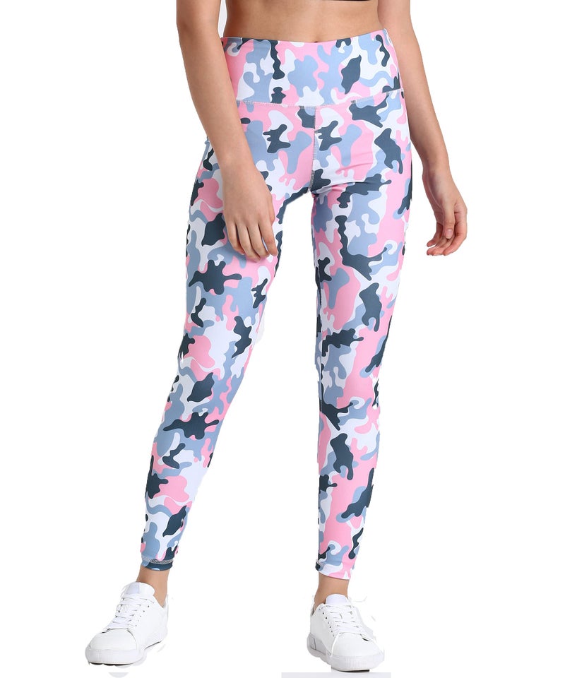 Rock Paper Scissors Women's Skinny Fit Polyester Blend High Rise Leggings (ONSWG-TIGHTS-ARMYPINK-XS_Pink Camouflage_XS) - Image 1
