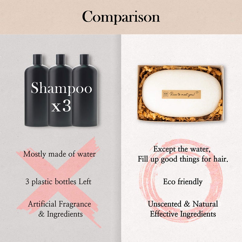 mimosu Fermented Rice Water Shampoo Bar 2 Pack – pH Balanced, Unscented Solid Shampoo for Hair Growth, Curly Hair, Natural Hair Care, Eco-Friendly, Korean Hair Care Formula - Image 5