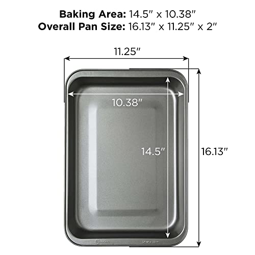 Ecolution Bakeins Lasagna and Roasting Pan – PFOA, BPA, and PTFE Free Non-Stick Coating – Heavy Duty Carbon Steel – Dishwasher Safe – Gray – 14.5” x 10.375” x 1.9375” - Image 2