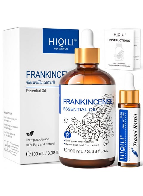 HIQILI Frankincense Essential Oil,100% Pure & Natural Undiluted,for Diffuser Meditate,Relax,Build Confidence - 3.38 Fl Oz