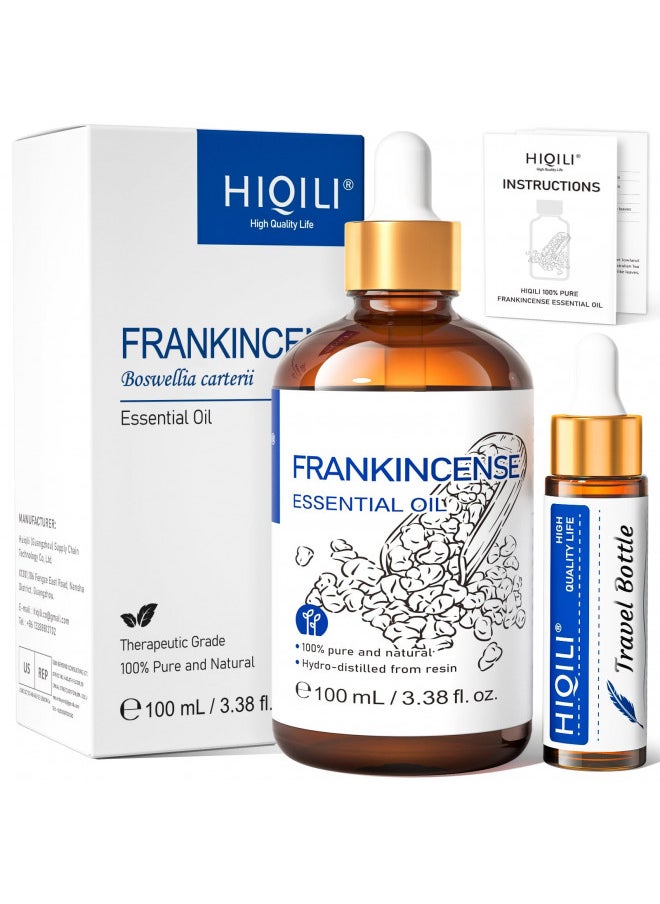 HIQILI Frankincense Essential Oil,100% Pure & Natural Undiluted,for Diffuser Meditate,Relax,Build Confidence - 3.38 Fl Oz