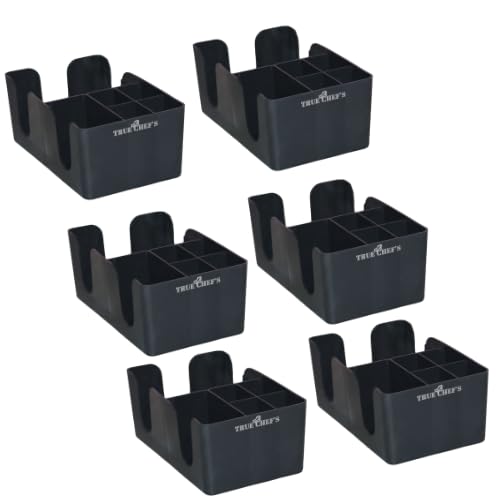 TRUE CHEFS TRUE CHEFS ABS Plastic Bar Caddy Organizer Straw Holder with 6 Compartments CounterTop Bar Caddy Napkin Dispenser Set of 6 Black 6 Piece  - Image 1