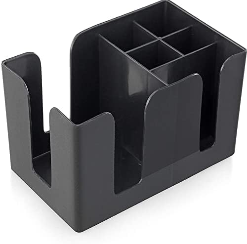TRUE CHEFS TRUE CHEFS ABS Plastic Bar Caddy Organizer Straw Holder with 6 Compartments CounterTop Bar Caddy Napkin Dispenser Set of 6 Black 6 Piece  - Image 3