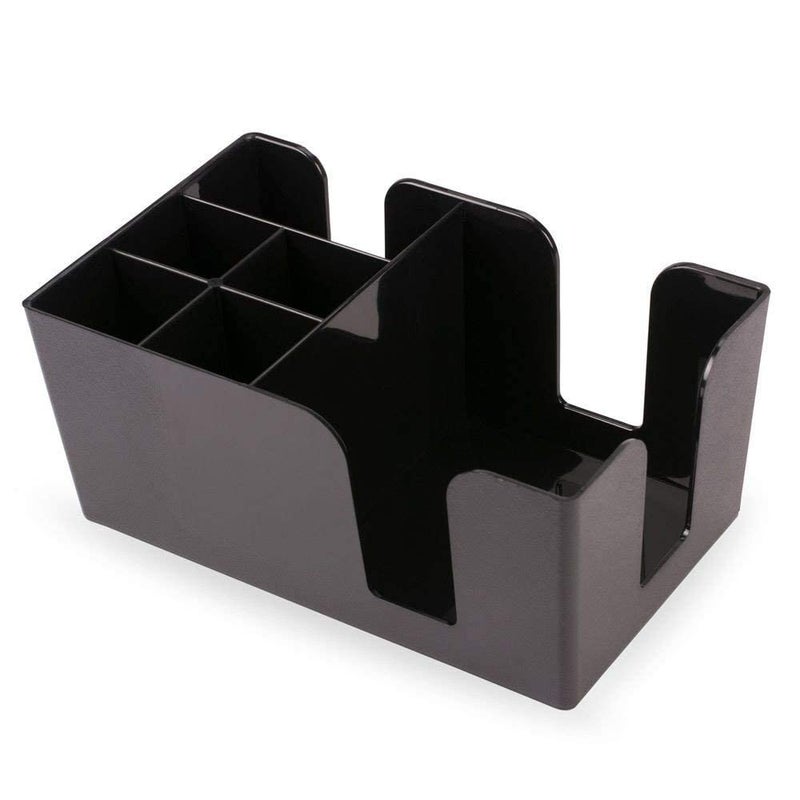 TRUE CHEFS TRUE CHEFS ABS Plastic Bar Caddy Organizer Straw Holder with 6 Compartments CounterTop Bar Caddy Napkin Dispenser Set of 6 Black 6 Piece  - Image 4
