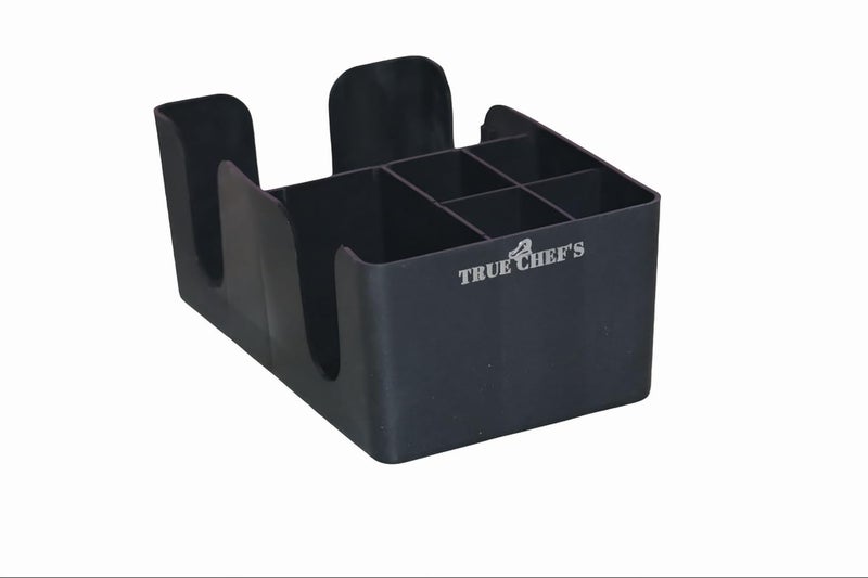 TRUE CHEFS TRUE CHEFS ABS Plastic Bar Caddy Organizer Straw Holder with 6 Compartments CounterTop Bar Caddy Napkin Dispenser Set of 6 Black 6 Piece  - Image 2