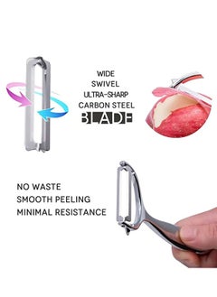 KASTWAVE Peeler, stainless steel serrated knife rotary peeler, anti-slip handle for fruit and vegetable kitchen, kitchen utensils, suitable for potatoes, apples, carrots, vegetables, fruits  - Image 5