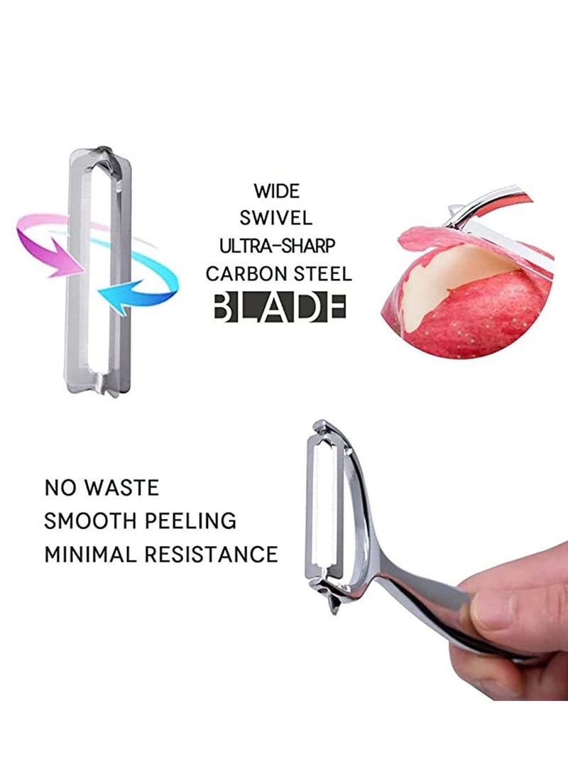 KASTWAVE Peeler, stainless steel serrated knife rotary peeler, anti-slip handle for fruit and vegetable kitchen, kitchen utensils, suitable for potatoes, apples, carrots, vegetables, fruits  - Image 5