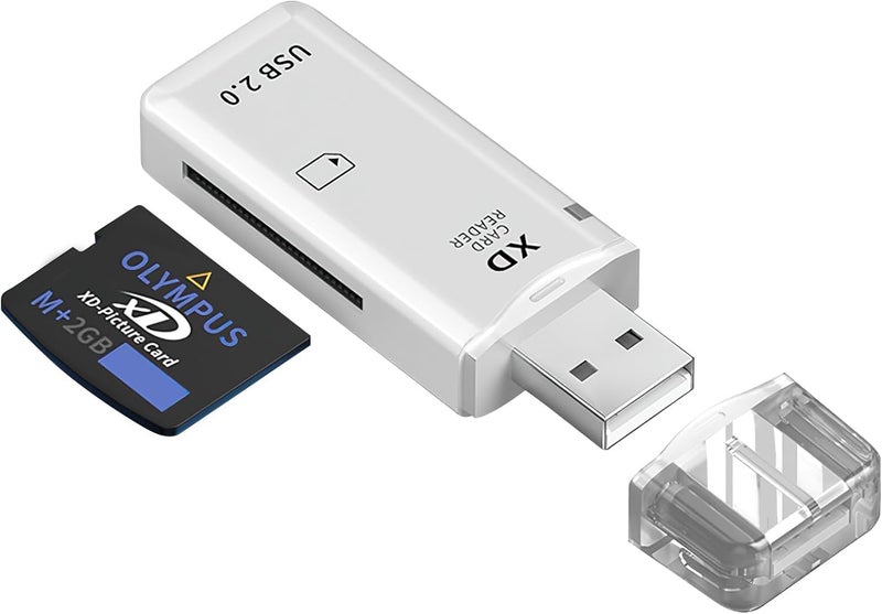 KASTWAVE High Speed xD Memory Card Reader Supports Olympus and Fuji XD Picture Card, Portable Compact Flash Card Reader Plug & Play Quick Card Reading (White) - Image 1