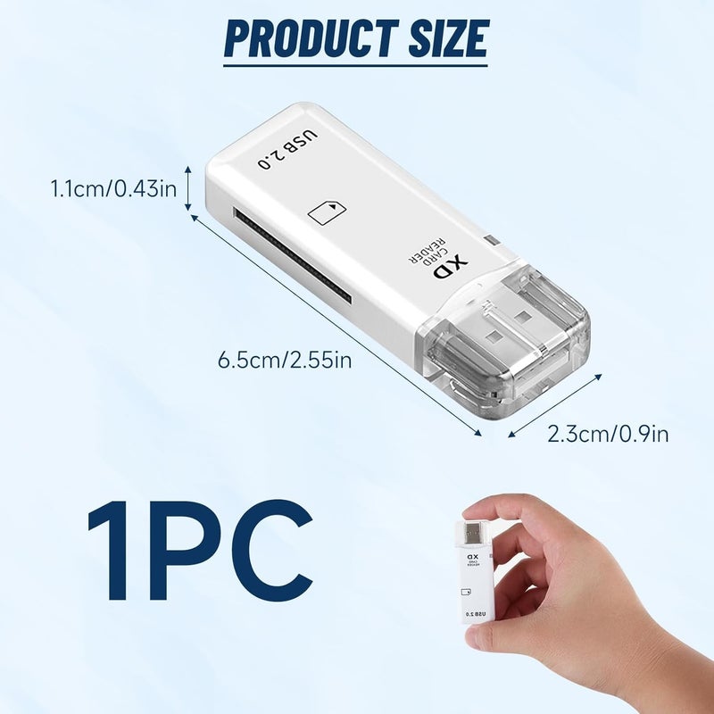 KASTWAVE High Speed xD Memory Card Reader Supports Olympus and Fuji XD Picture Card, Portable Compact Flash Card Reader Plug & Play Quick Card Reading (White) - Image 2