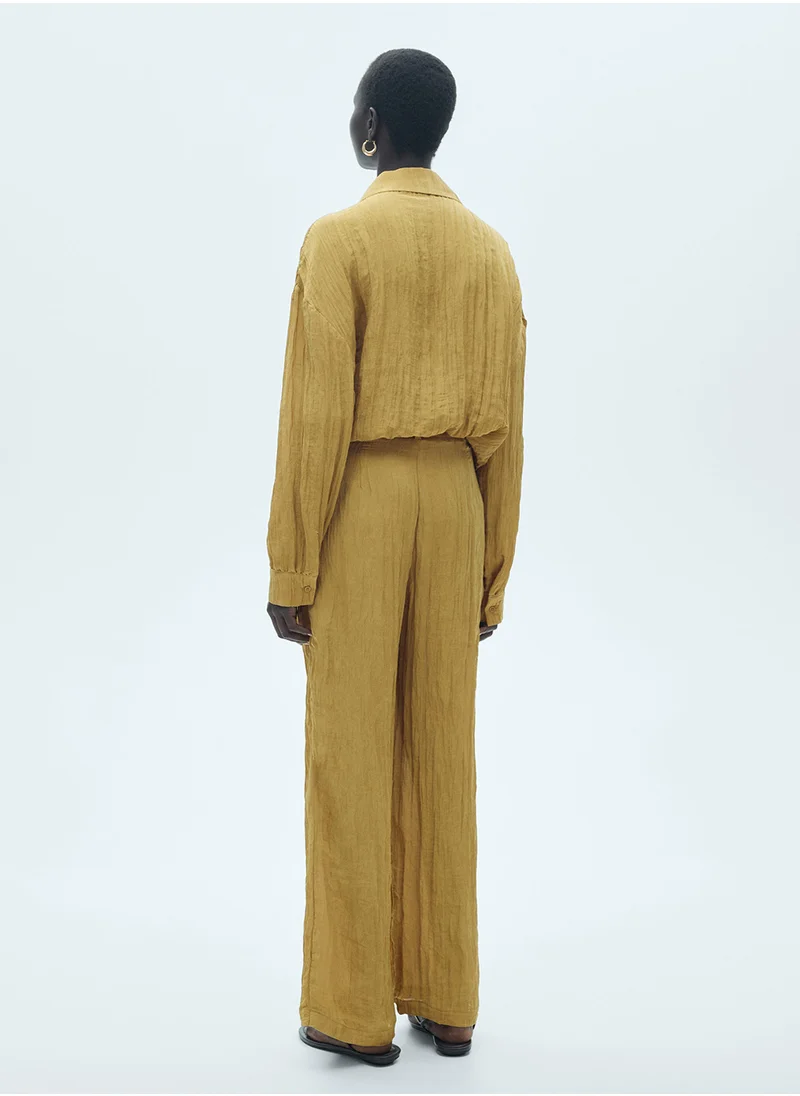 MANGO Textured Trousers With Belt