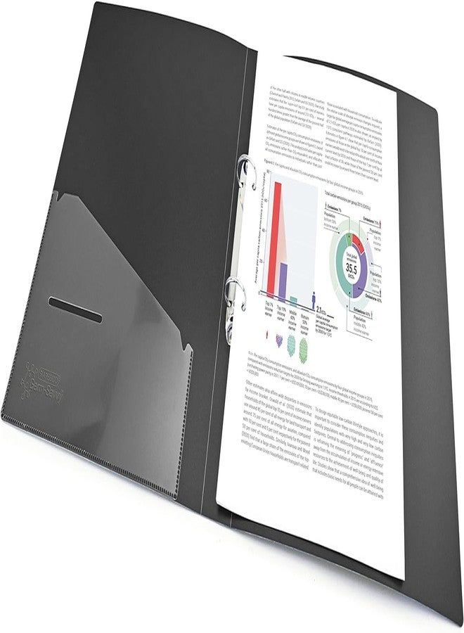 VAVIA 2D Ring Binder File, Plastic File Folder, Legal Size, Tough and Durable (2, Black, FS) - Image 2