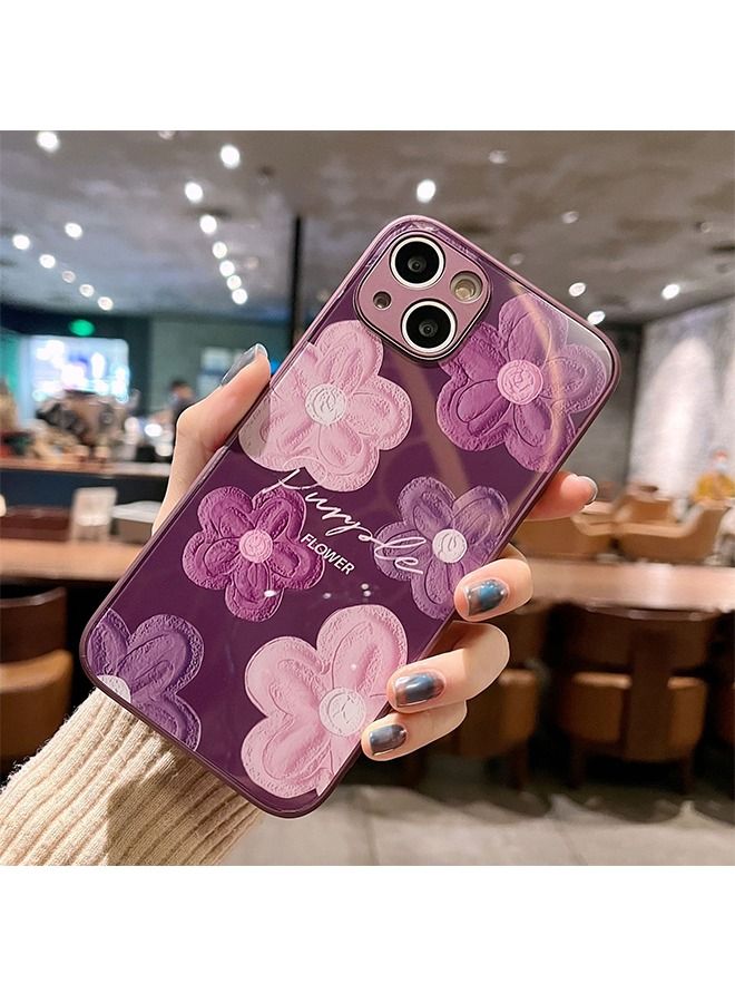 iPhone 13 Case Cover with Cmaera Len Protector Pattern  Heavy Duty Rugged Shockproof Hybrid Comfortable Touching Protective Case for Women Men iPhone 13 Accessories  Purple  - Image 3
