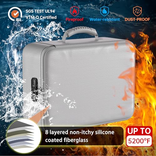 DocSafe 5200°F Document Organizer with Lock,Upgraded Heat Insulated Fireproof＆Waterproof Box 8 Layers File Organizer,Portable Home Travel Safe Storage for Important Documents, Files,Silver (Soft) - Image 2