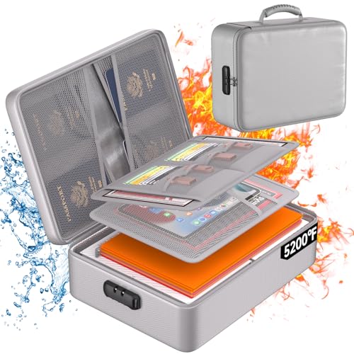 DocSafe 5200°F Document Organizer with Lock,Upgraded Heat Insulated Fireproof＆Waterproof Box 8 Layers File Organizer,Portable Home Travel Safe Storage for Important Documents, Files,Silver (Soft) - Image 1