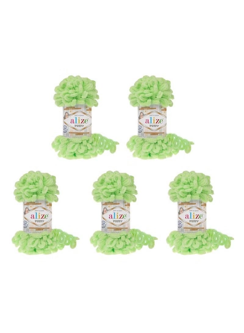 5 Pcs Alize Puffy 41 Micropolyester Hand Knitting Yarn For Blanket