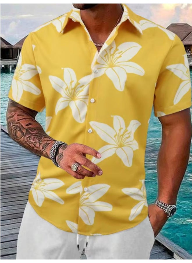 Hawaiian Style 3d Cartoon Fruit Print Men's Shirt Summer Casual Men's Short-sleeved Shirt