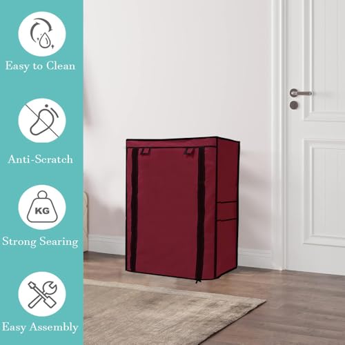 PHILOSHOP Cover for Shoe Rack Home Only for 4-Layer Portable Foldable Shoe Stand Non Woven Zipper Fabric Cover - Image 2