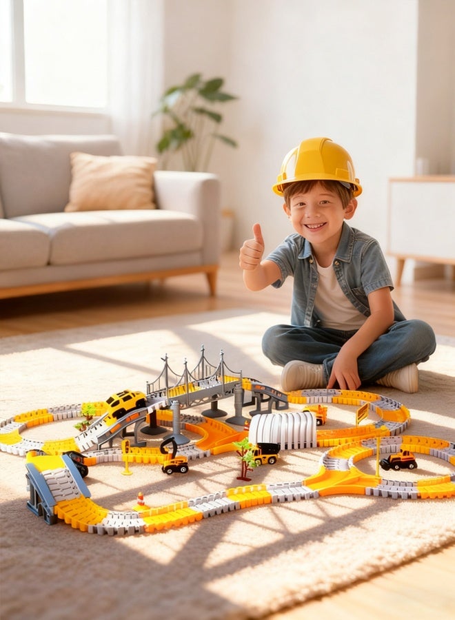 Engineering Track Toy Car,334-Piece Engineering Track Building Set,DIY Construction Toy Car,,Electric Engineering Railcar,Track Toys with Toy Cars,STEM Educational Toys for Children Aged 4+, Suitable for Boys and Girls - Image 3