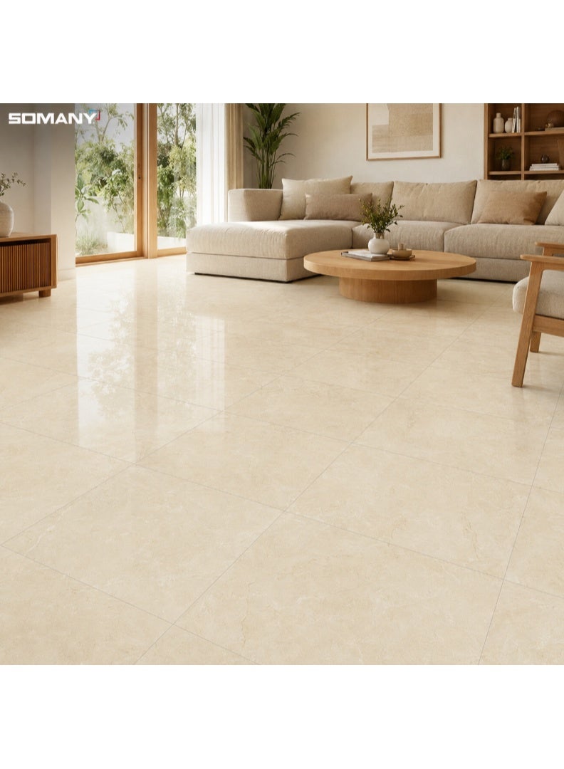 SOMANY Nueva Toscana Crema FP 600x600MM Polished Floor Tile – 11mm Thickness | Premium Crema Marble Look Ceramic Tile for Luxury Flooring | 1.44 SQM - Image 2