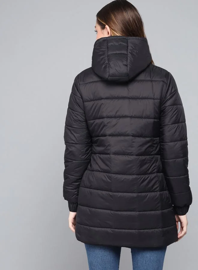Kotty Kotty Plain Longline Hooded Puff Jacket