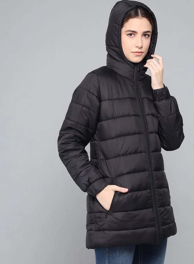 Kotty Kotty Plain Longline Hooded Puff Jacket