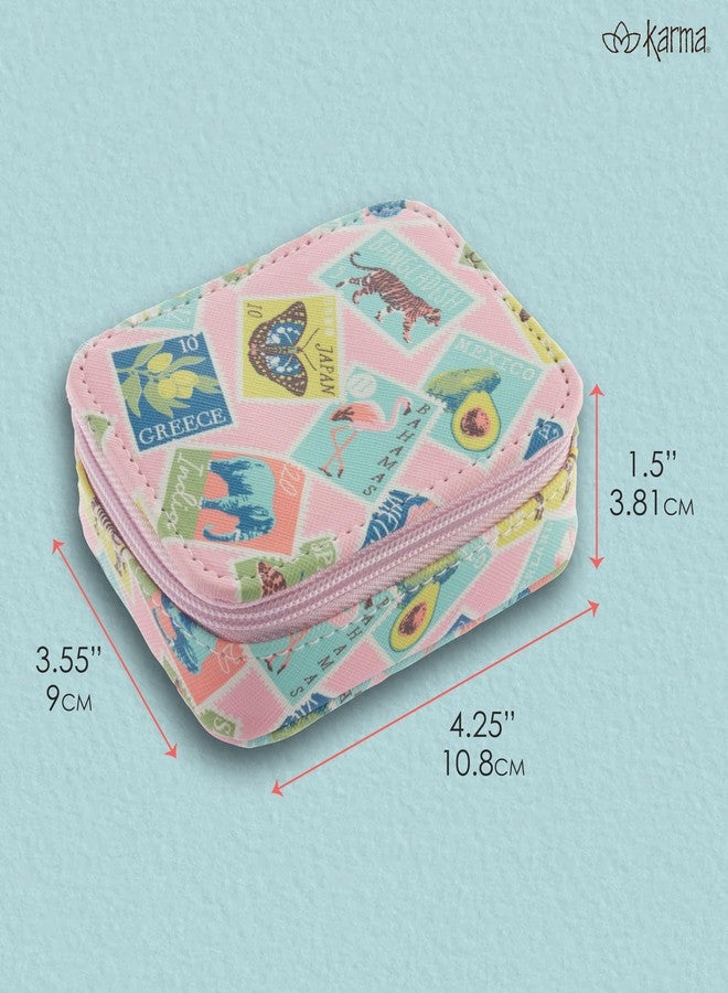 Karma كارما، علبة أقراص السفر، منظم أقراص السفر الأسبوعي، علبة أقراص قابلة للإزالة بـ 8 أقسام، منظم أدوية السفر، طوابع - Image 3