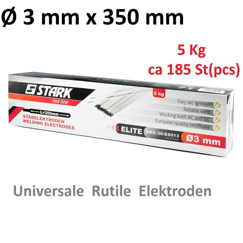 STARK Rutile Allround Welding Electrode 3 mm x 350 mm, Universal Rod Electrode for Welding (5 kg / Approx. 185 Pieces) Electrode for Welding Machines Welding Rutile Steel - Image 2