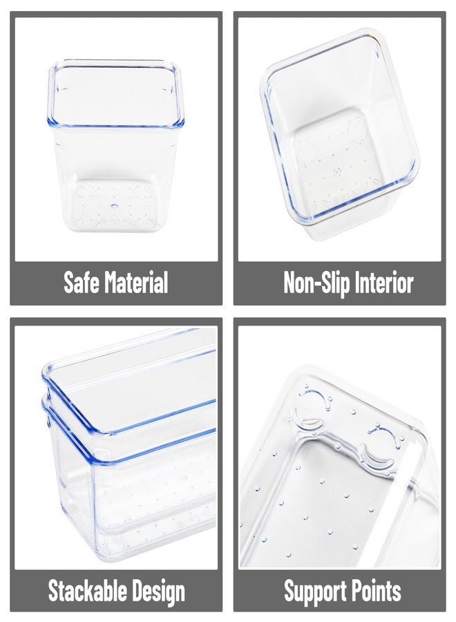 Mind Reader 8-Piece Drawer Organizer Set, Storage Trays for Kitchen, Bathroom, Office, Makeup, Jewelry & More, Junk Drawer Tray, Utensil Holder, Plastic, Clear - Image 4